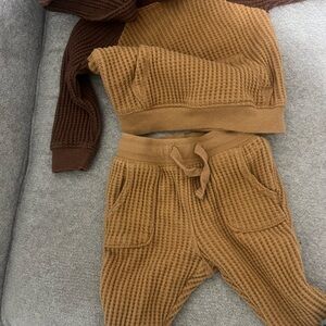 Brown Waffle Knit Kids Bottoms
